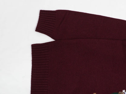 Burgundy Bear Knit Sweater