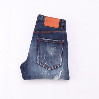 Slim-Fit Distressed Denim Jeans