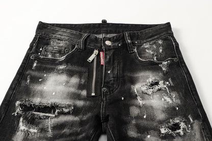 Slim-Fit Distressed Denim Jeans
