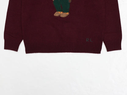 Burgundy Bear Knit Sweater