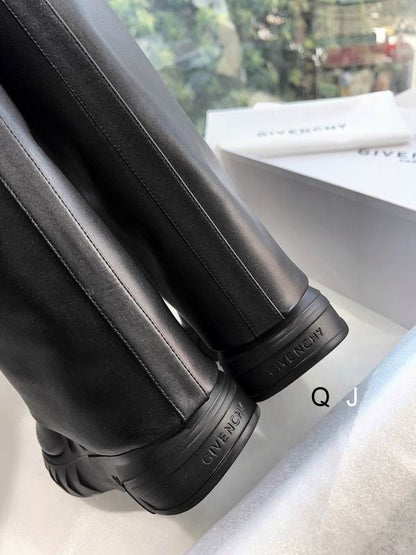 Leather Platform Knee Boots