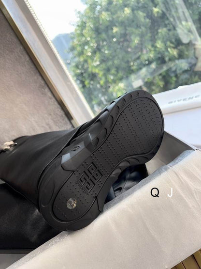 Leather Platform Knee Boots