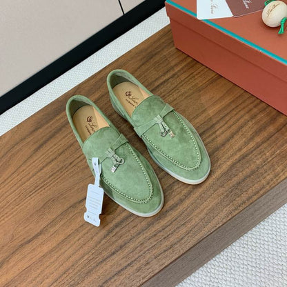 Pistachio Green Suede Loafers