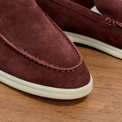 Burgundy Suede Slip-On Loafers